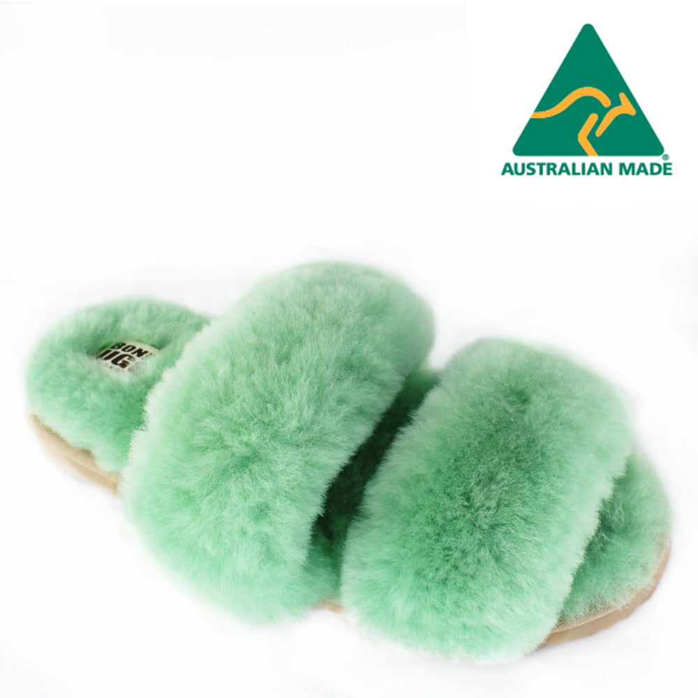 Green hot sale furry slides