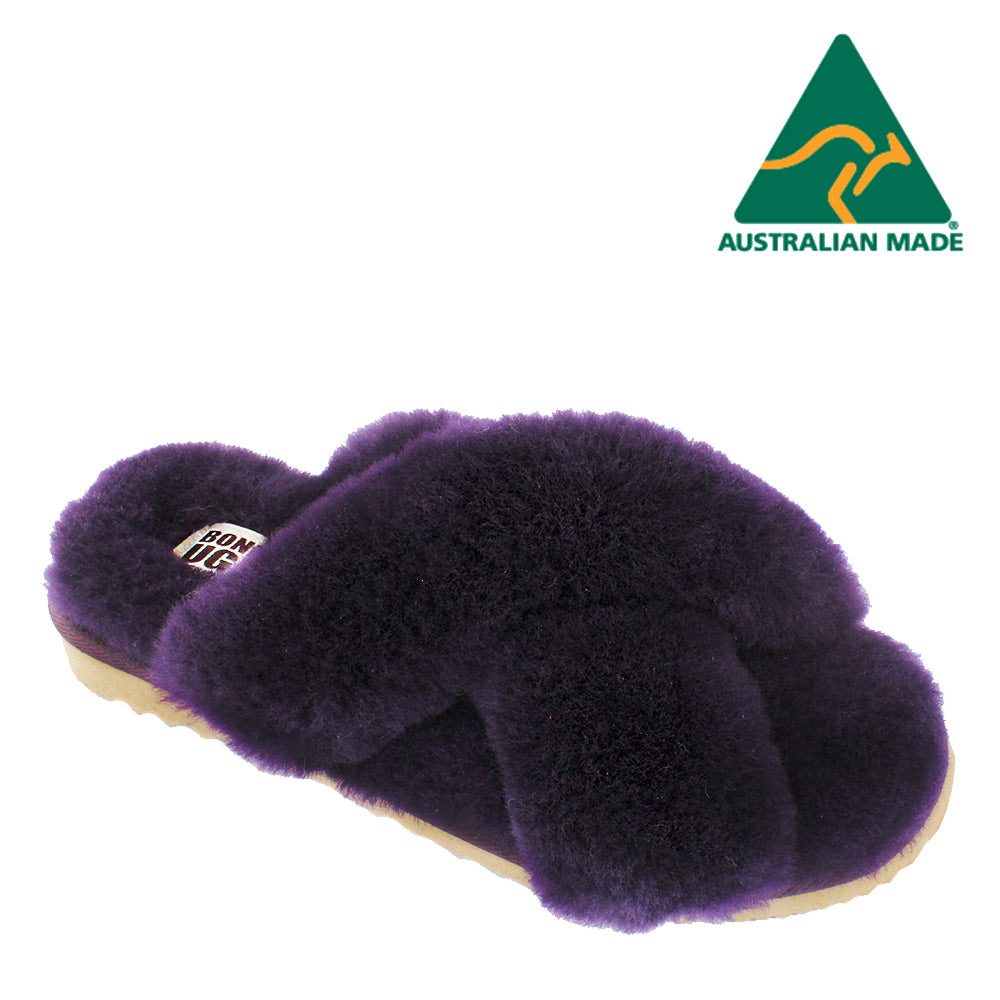 Purple ugg fur discount slides