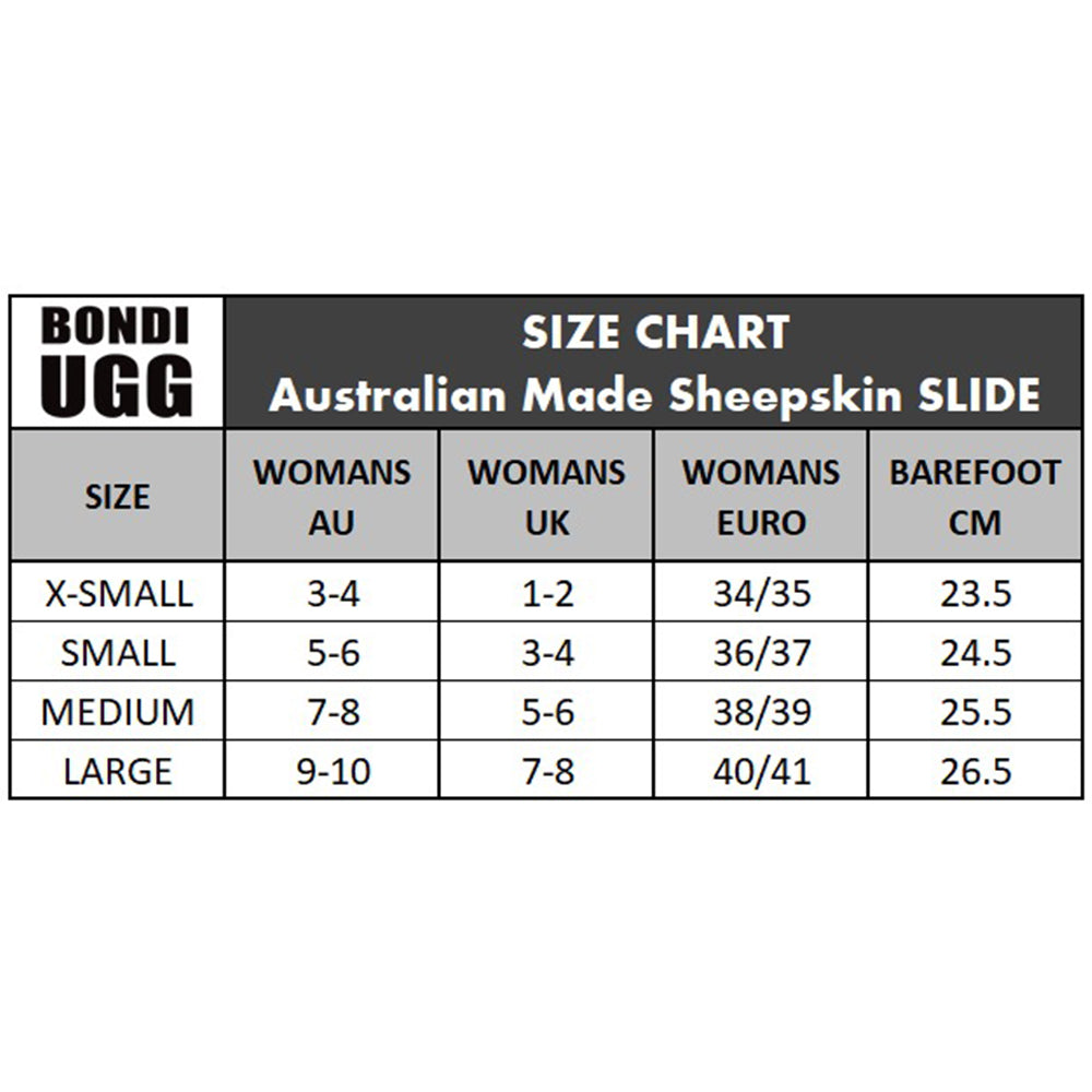 Ugg slides clearance size chart